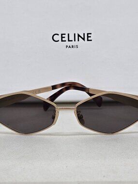Celine Gold Frame Sunglasses with Dark Gray Lenses